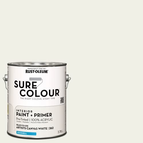 Rust-Oleum - Rust-Oleum Sure Colour Eggshell Interior Wall Paint Art Canvas White, 3.78L