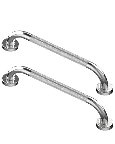 Howdah 2 Piezas Agarraderas Baño Para Mayores 40 CM Barra de Agarre de Acero Inoxidable Cromado, Asa de Ducha, Barras de Agarre Para el Con Patrón Antideslizante