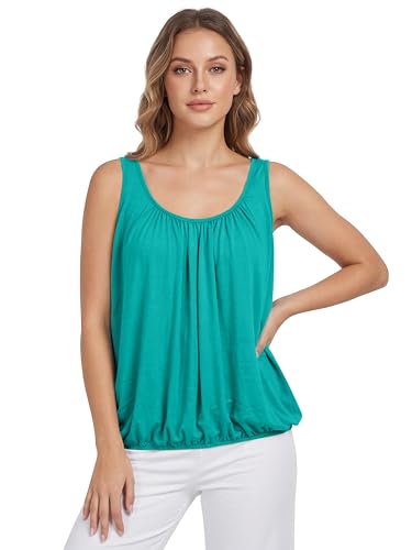 Love My Fashions® Women’s Vest Top Sleeveless Round Scoop Neck Tank Bubble Hem Straps Summer Vest Tops for Women UK Mint Green