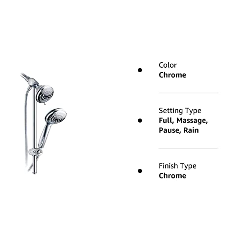 Dreamspa 3-Way Shower Combo Plus Instant-Mount Drill-Free Slide Bar - Enjoy Overhead & Handheld Shower Head With Height/Angle Adjustable Bracket And Stainless Steel Hose For Ultimate Convenience! #TOP4