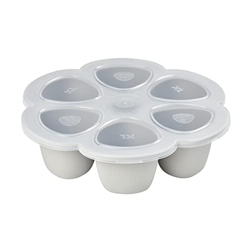 Image of BEABA Multiportions Premium Quality Silicone Baby Food Storage Container, Baby Food Freezer Tray with Clip-On Lid, Oven and Freezer Safe, Made in Italy, Cloud, 5 oz