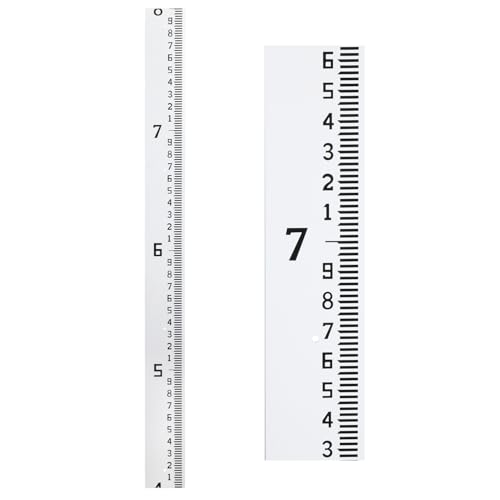 Depth Gauge, Water Level Gauge (Hundredths, Tenths, Teet), Heavy-Duty Ruler-Style Water Level Indicator, All-Weather Water Level Tool, Rust-Resistant, with Pre-Drilled Holes (4-8 Feet)