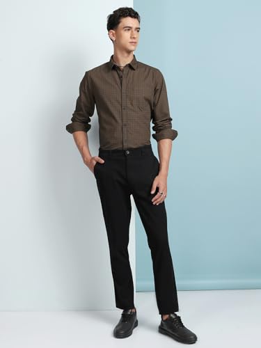 Image of Highlander Men's Slim Fit Formal Trousers | Ankle Length |Smart Trousers for Men | Chino Trousers for Men|Elegant Design | Comfortable Fabric for Daily Work & Formal Occasions