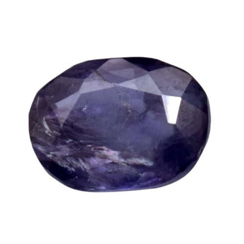 Iolite gemme naturelle facettée ovale 9x7mm pour création de bijoux et bague artisanale.