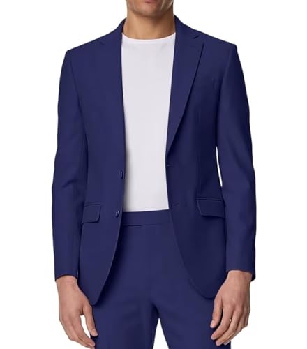 2 Piece Men's Suits Navy Blue Prom Homecoming Suit Mens Blazer Jacket Pants Set for Wedding Tuxedo Regular Fit Size M