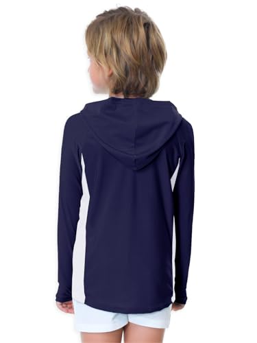 Image of AOBUTE Unisex Kids Long Sleeve Hoodie Rash Guard Boys UPF 50+ Swim Top with Thumb Hole 3-12 Years