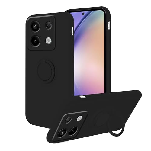 Coque Redmi Note 13 Pro 4G silicone noir avec anneau pour éviter les chutes de mobile