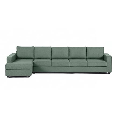 Image of Wakefit Sofa Set | 3 Year Warranty | Sofa 3 Seater, 3 Seater Sofa for Living Room, Wooden Sofa Set, 4 Seater + Left Aligned, Sofa for Living Room - Napper(Omega : Green)