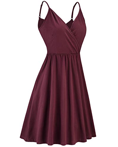 Image of STYLEWORD Womens Sundress Summer Floral Wrap V Neck Backless A-Line Casual Beach Midi Dress