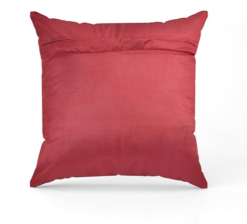 Image of TEXIVA Premium Velvet Cushion Covers Set of 5, 16x16 Inch Sofa Cushion Covers with Hidden Zipper, Modern Chevron Pattern - Red