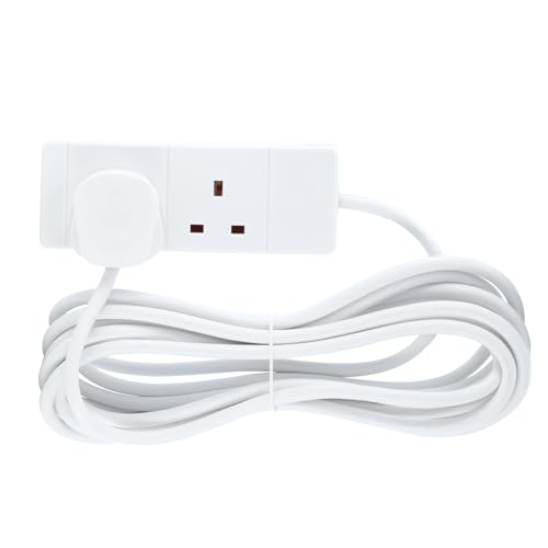 STATUS 2 Socket Extension Lead, 2m Cable 13A Power Strip for Home, Office or School, White (2WS2MCP20)