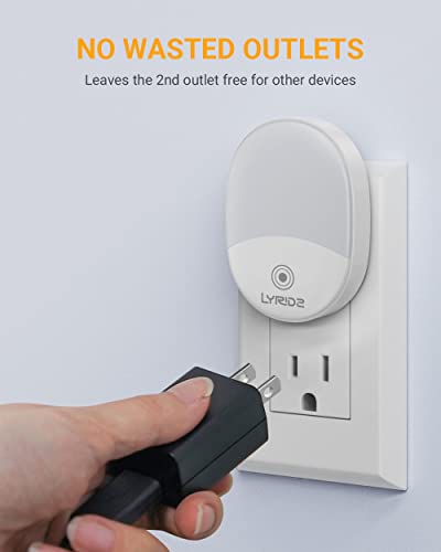 Lyridz Plug In Night Light, Nursery Night Light With Dusk To Dawn Sensor, 1~50Lm Stepless Dimmable Led Brightness, Foldable Plug, Ideal For Children's Bedroom, Basement, Home Décor, Compact, 2 Pack #TOP5