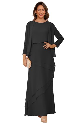 Lilannu Layered Chiffon Mother of The Bride Dress Long Formal