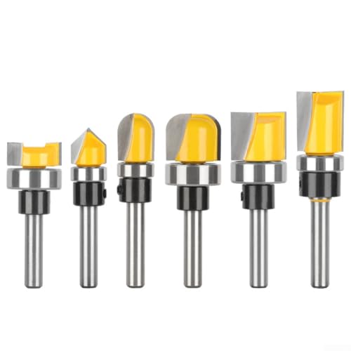 Fresa de punta redonda con acabado liso, vástago de 6 mm y broca de enrutador de plantilla de bandeja (D)