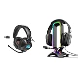 JBL Quantum 610 Over-Ear Gaming Kopfhörer & The G-LAB K-Stand Radon Gaming Kopfhörer Stander - RGB-Hintergrundbeleuchtung
