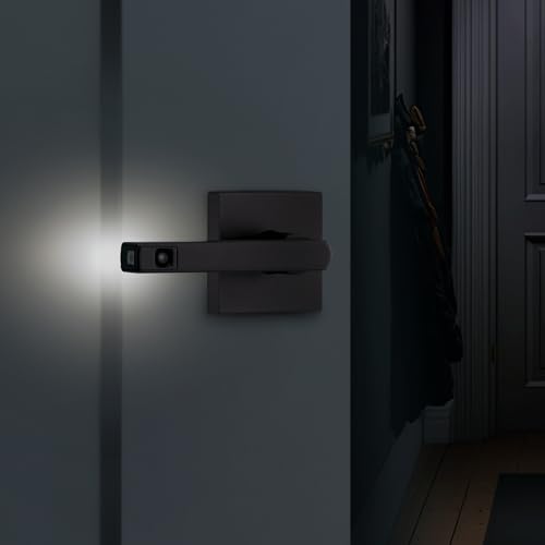 Image of Kwikset Halifax LED Motion Activated Light Up Passage Door Lever for Closet and Hallway Doors, Reversible Non-Locking Handle Lever, Matte Black, with Microban Protection