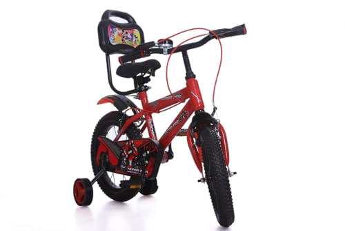 Image of JUNIOR KID 14T Kids Cycle with Sides Balance Wheel and Back Rest Seat | 9 Inch Frame | Steel Rim | Ideal for 3 to 6 Years Boy & Girl