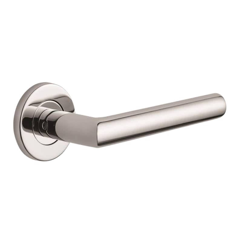 Designer LeversEros On Rose Door Handle in Polished Stainless Steel - Interior Use Door Handle - Round Modern