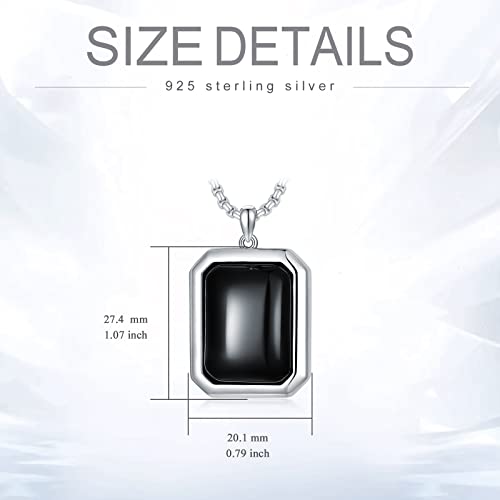 Swordgod Father Day Gifts Black Onyx Pendant Necklace For Men Women 925 Sterling Silver Necklace Gemstone Jewelry Birthday Christmas Valentines Day Gifts For Him Her #TOP1