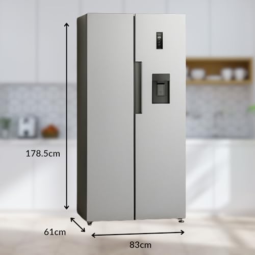HYE American Fridge Freezer - Side By Side American Style Fridge Freezer With Water Dispenser, No Frost, 444L Freestanding Design, Low Noise (39dB), Cool Silver Finish - RF01AMWD460S03 - Image 5