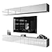 Produktbild lukmebel COLGANTE II Wohnwand Lowboard Wohnwand Set TV-Schrank Hängeschrank Weiß Hochglanz HG Fernsehschrank mit LED Beleuchtung und Push to Open System Sideboard Lowboard Wohnzimmer