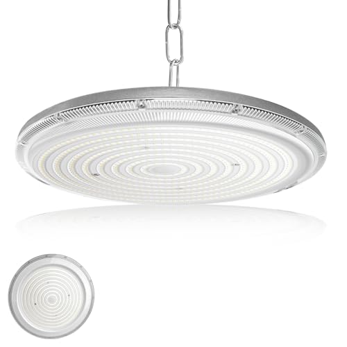JBdusn 400W Naves Industriales LED, 6500K UFO Lámpara de Alta Bahía con cadena, IP65 resistente Foco de Techo Industrial, Iluminación Comercial para fábricas, garajes y almacenes