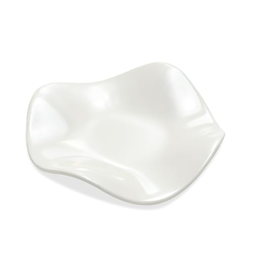 VOSSOT Bandeja decorativa de cerámica para llaves y joyas – Cuenco blanco en forma de flor diseño moderno – Centro de mesa elegante para recibidor, tocador, habitación, regalo mujer clean room