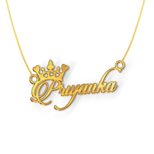 Image of Priyanka Cursive Gold & Silver Name Pendant Necklace, Best Jewelry Gift for Girls.