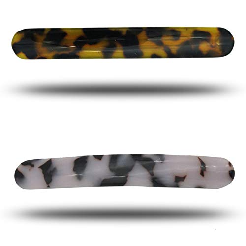 JinYu 2 Pcs Strong Thin Barrette Hair Clip Grip Set For Thick Hair Tortoise Shell Pattern For Women Girls