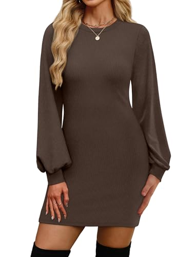 OFEEFAN Formal Dresses for Women Chocolate Brown Fall Clothes Bodycon