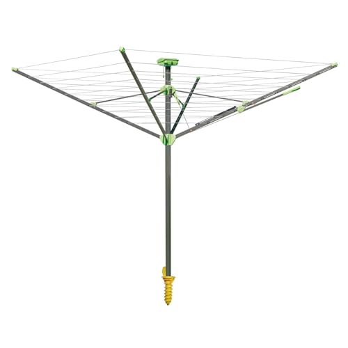 Juwel Wäschespinne Novaplus Evolution Lift (für 5-6 Waschmaschinenladungen Wäscheschirm mit Schutzhülle und Bodenhülse Wäscheständer öffnet automatisch stufenlose Höhenverstellung 160-180 cm) 30097