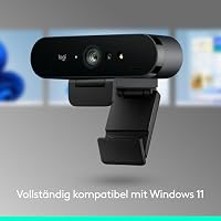 Logitech Brio 4K Webcam, Videogespräche, Mikrofon mit Geräuschunterdrückung, automatische HD-Belichtungskorrektur, Microsoft Teams, Zoom, Google Voice, Meet, PC/Mac/Notebook/MacBook - Graphit – Ansicht 4