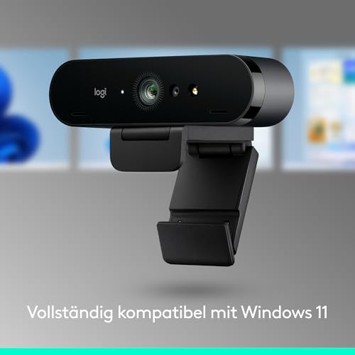 Logitech Brio 4K Webcam, Videogespräche, Mikrofon mit Geräuschunterdrückung, automatische HD-Belichtungskorrektur, Microsoft Teams, Zoom, Google Voice, Google Meet, PC/Mac/Notebook/MacBook - Graphit