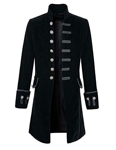 Darkrock   Renaissance Mens Velvet Goth Steampunk Victorian Frock Coat (XXX-Large, Black)