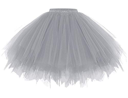 Gardenwed Tüllrock Damen Petticoat kurz Tüllrock in Grau Tütü Tuellrock...