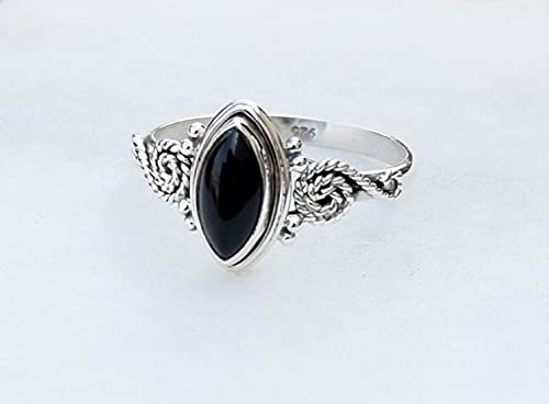 Black Onyx Stone Ring, 925 Sterling Silver Ring Statement Ring For Women - Girls, 5X10Mm Natural Marquise Shape Gemstone Ring, Christmas Gifts, Gemstone Ring Size Us 7 Handmade Ring #TOP3