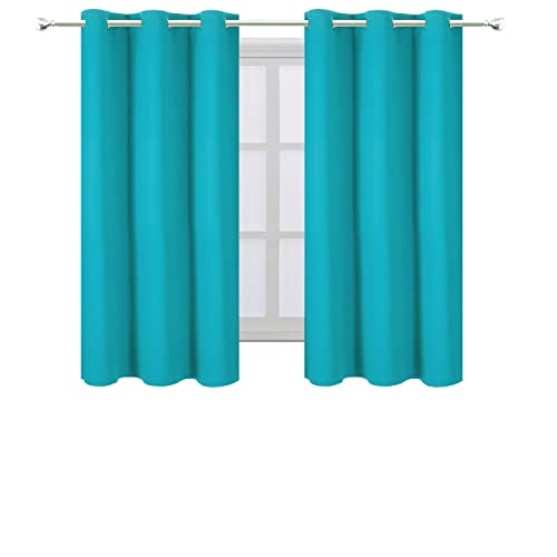 Image of LEMOMO Teal Blackout Curtains 34 x 54 Inch Length /Set of 2 Curtain Panels /Thermal Insulated Room Darkening Blackout Curtains for Bedroom