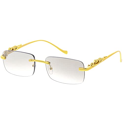 Image of zeroUV Luxe Jaguar Metal Plated Temple Rimless Vintage Square Sunglasses D244
