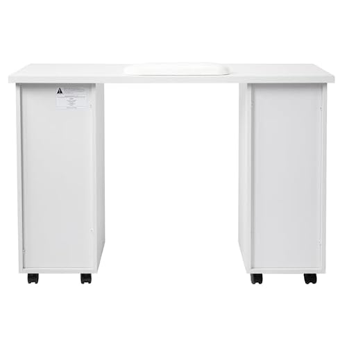 Flulep Double Edged Manicure Nail Table with Drawer White