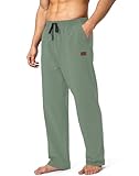 HMIYA Jogginghose Herren Baumwolle Sporthose Lange Sweathose Atmungsaktiv Trainingshose Weites Bein Hosen Freizeithose mit Reißverschlusstaschen(Hellgrau Grün,XL)