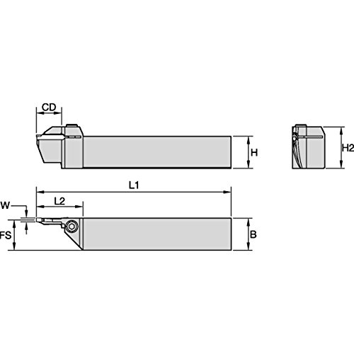 WIDIA 252109 WMT Integral Tool Holder for Face Grooving, Curve in, 3