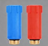 2 Stück Baukappen 1/2 Zoll für Wasserleitungen – Rote & Blaue Kunststoff-Rohrstopfen zum sicheren Verschließen von Sanitär- und Installationsrohren während Renovierungs- und Bauarbeiten