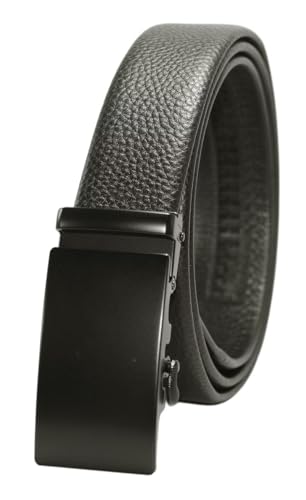 Lychee Pattern Genuine Cow Leather Belts With Automatic Ratchet Buckle,Classic and Retro Fashion Designs 105-130CM2