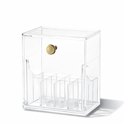 Image of KREPS Makeup Brush Holder with Lid,360 Rotating Makeup Organizer, Nail Polish Perfume Lipstick Pen-Pencil Paint Brush Stationary Organizer, Multifunctional Dressing Table Storage (Crystal Clear)