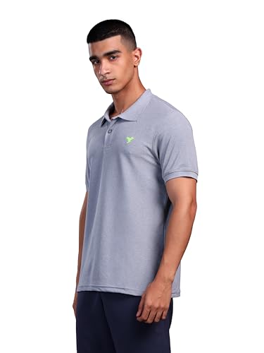 Image of TECHNOSPORT Men's Polyester Slim Fit Self-Design Short Sleeve Polo Matpiq T-Shirt with Anti Microbial, Techno Dry for Regular and Casual Use