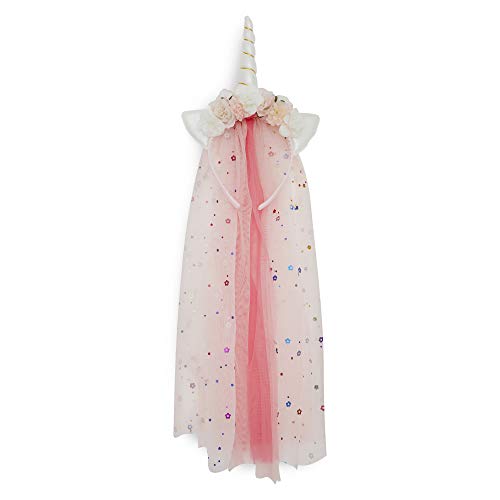 Unicorn Headband With Tulle Mane and Flowers For Adults and Girls (White)