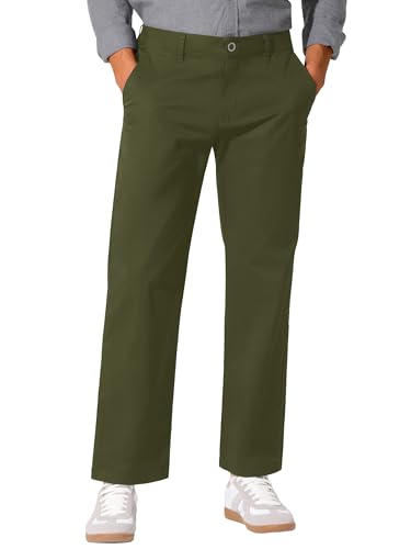 UIQUR Mens Golf Pants Work Dress Pants Casual Pants Classic Flat-Front Stretch Chino Pant Army Green 34W x 30L