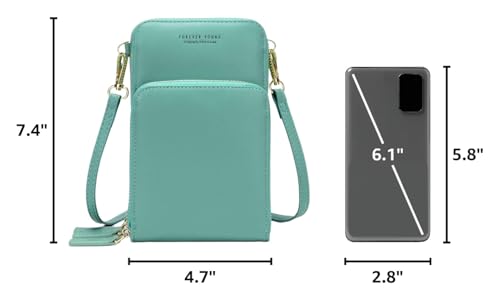 Image of myfriday Small Cell Phone Crossbody Bag, Multi-pocket & 6 Card Slots | 6 card slots, multi-pocket zipper layout and soft synthetic leather keep phone, lipstick, coins and keys ready outdoors