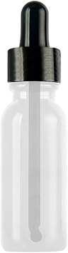 Afracam 20ml Dropper Dropper Bottle with Metal Lid Serum 20 cc Glass Bottle 6 Pieces (Black Lid, Transparent)