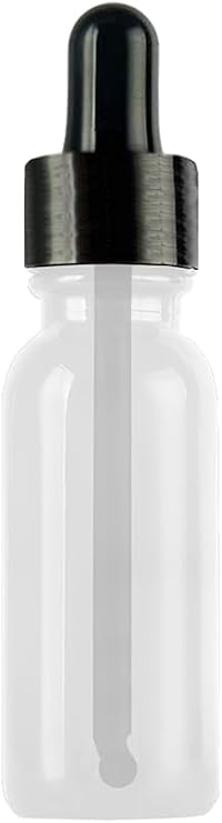 Afracam 20ml Dropper Dropper Bottle with Metal Lid Serum 20 cc Glass Bottle 6 Pieces (Black Lid, Transparent)